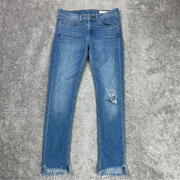 Rag & Bone Capri Jeans Women’s 26 Blue Skinny Low Rise Medium Wash Denim Stretch - Picture 1 of 14